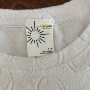 Aerie White Embossed Terry Cloth shirt or Swim Cover Up